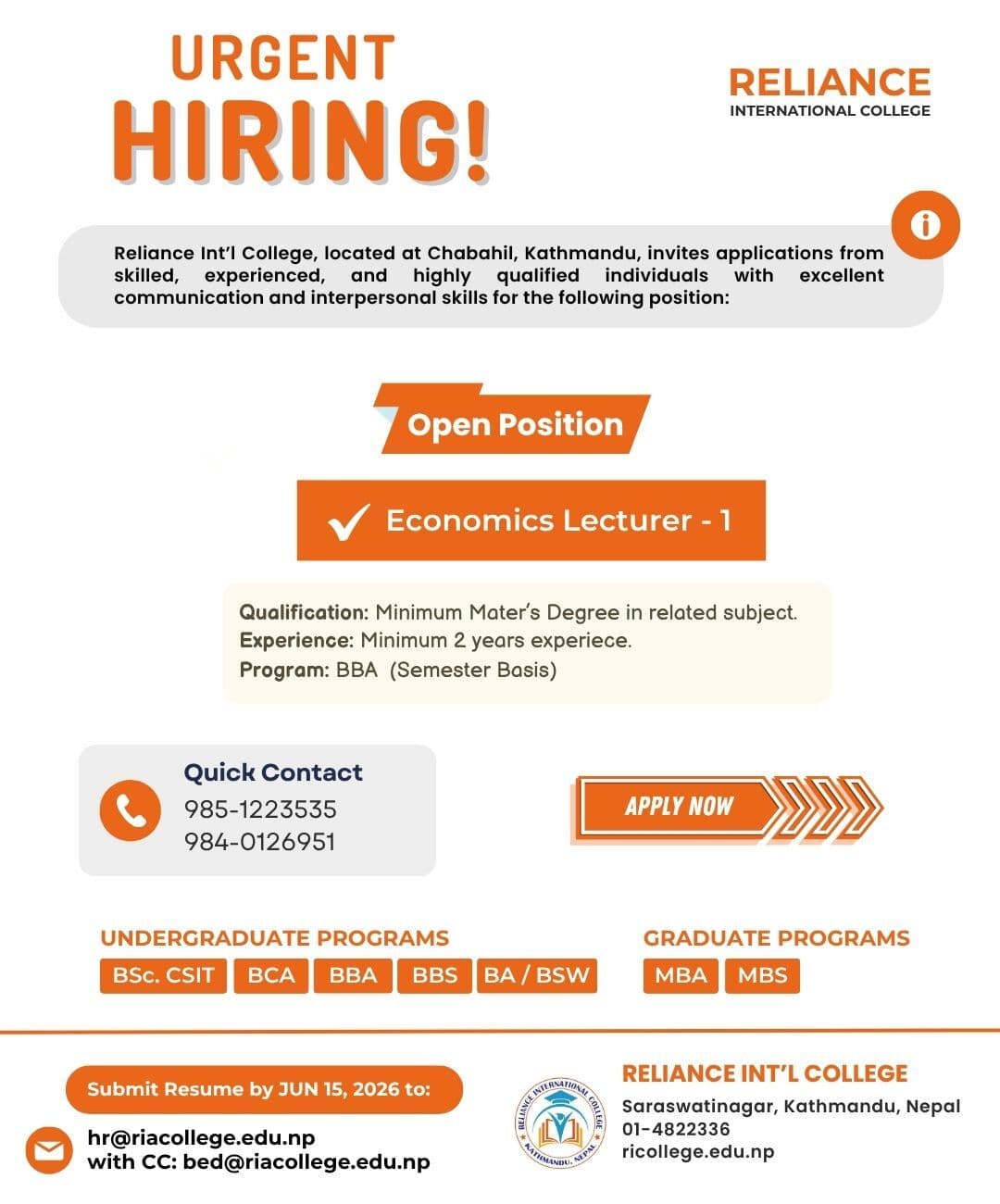HR Officer recruitment social media post design