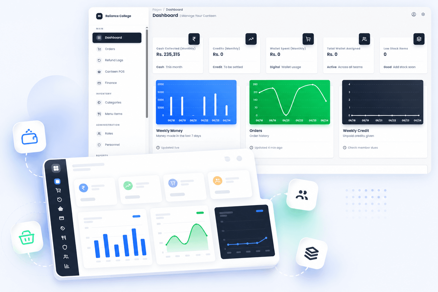 CanteenHub software interface