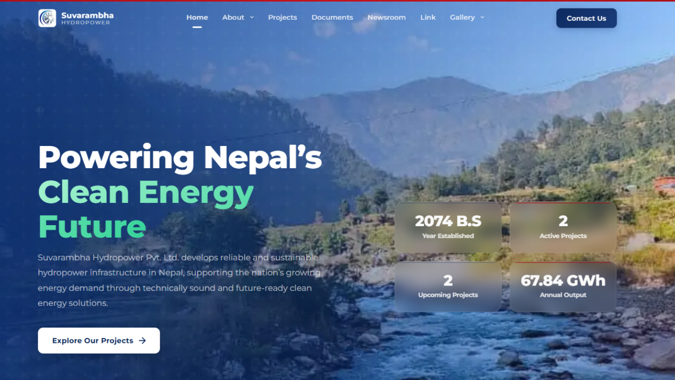 Suvarambha Hydropower corporate energy website homepage