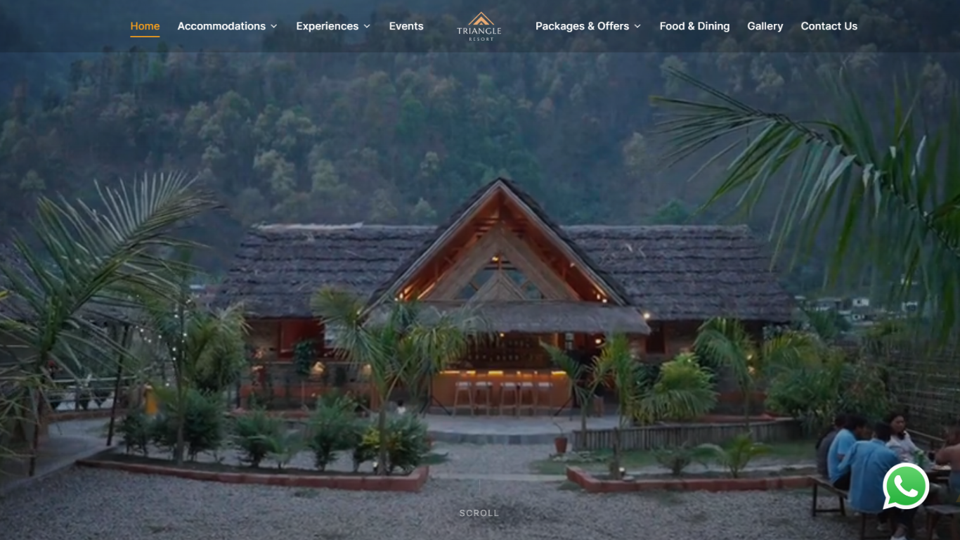 Triangles Resort hospitality website homepage